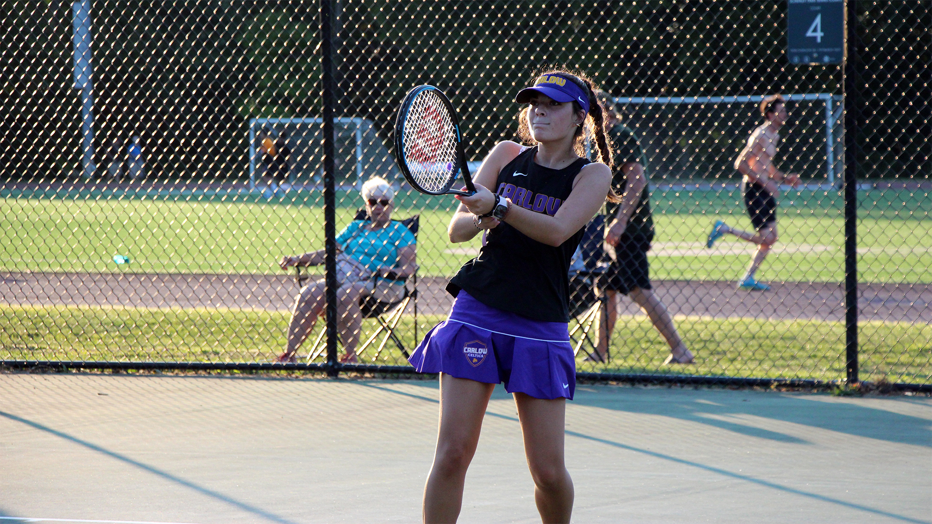 Elle Duda won her first collegiate singles match. Photo by Karina Graziani.