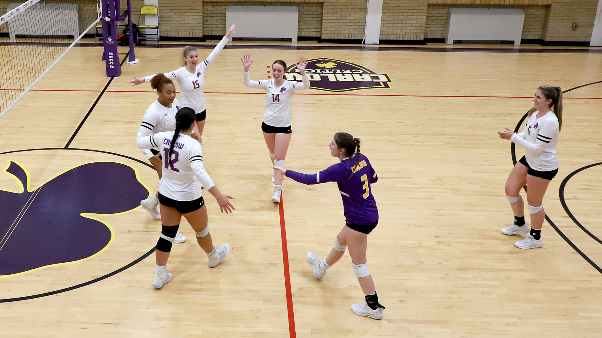 The team celebrates a point. Photo by Robert Cifone.